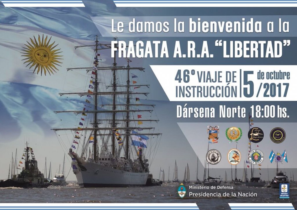 Llega La Fragata Libertad el 5 de octubre a las 18