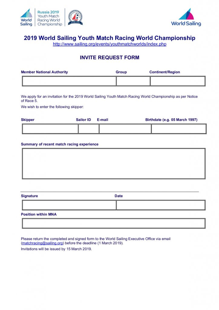 2019 WS YMRW Request for Invitation