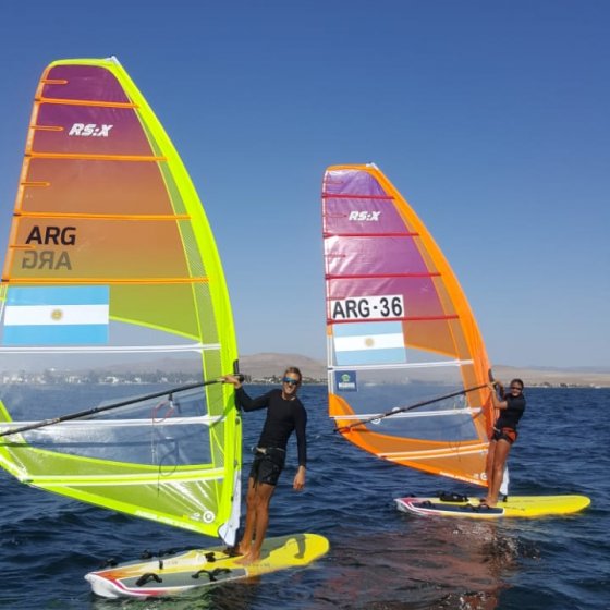 Bautista Saubidet - medalla de oro y Celia Tejerina - medalla de plata - Campeones de RSX - GENTILEZA LIMA 2019