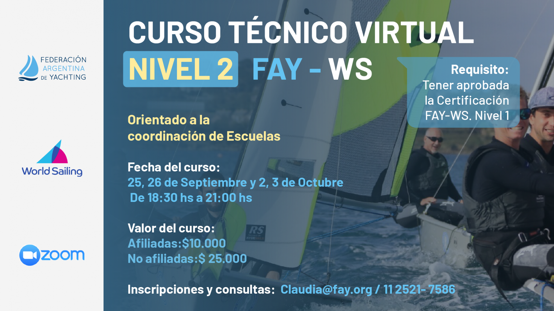 Flyer 3er Curso FAY - Para Entrenadores Náuticos - Nueva Fecha